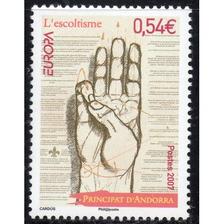 Timbre Andorre Yvert No 640 Europa le scoutisme neuf ** 2007