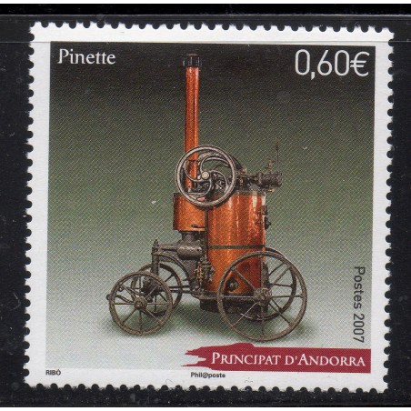 Timbre Andorre Yvert No 643 Automobiles Machine Pinette 1885 neuf ** 2007