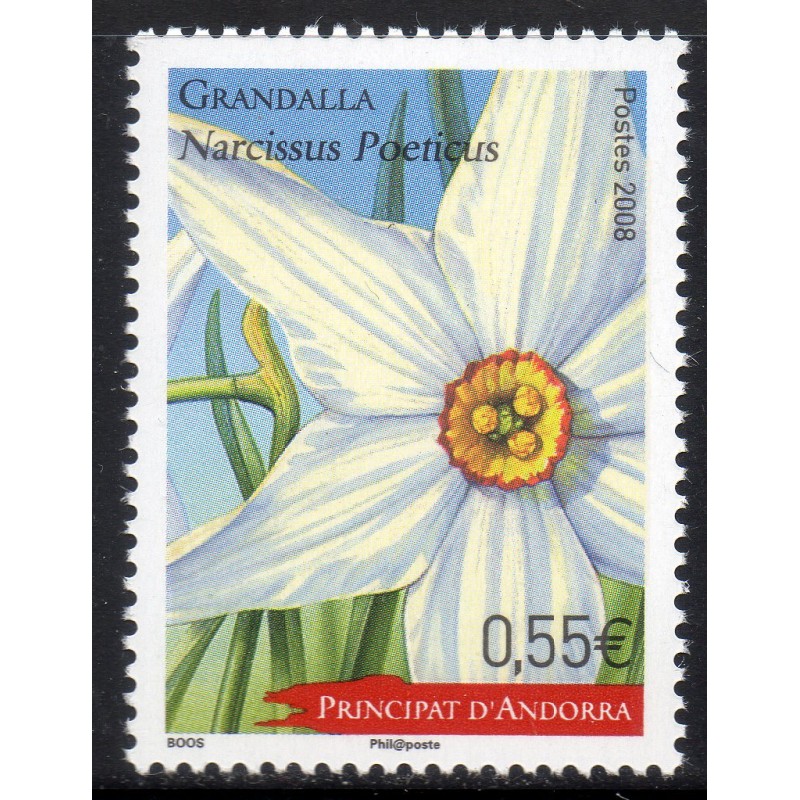 Timbre Andorre Yvert No 656 Flore Fleur Narcisse neuf ** 2008