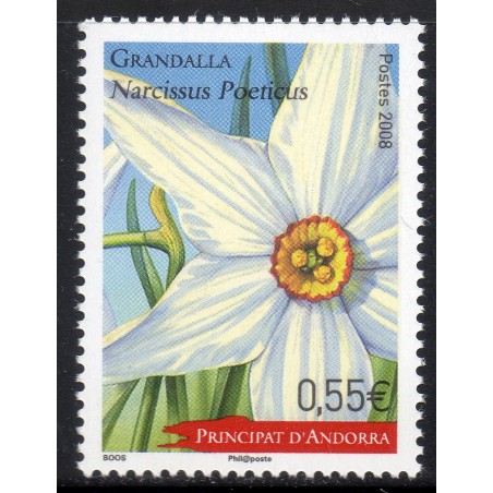 Timbre Andorre Yvert No 656 Flore Fleur Narcisse neuf ** 2008