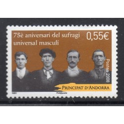 Timbre Andorre Yvert No 662 Suffrage universel masculin neuf ** 2008