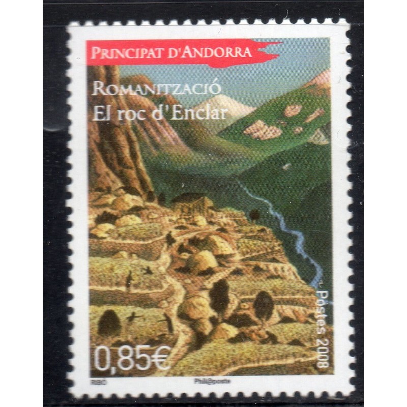 Timbre Andorre Yvert No 664 Le roc d'Enclar neuf ** 2008