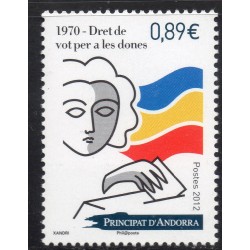 Timbres Andorre Yvert No 730 droit de vote des femmes 1970 neuf ** 2012