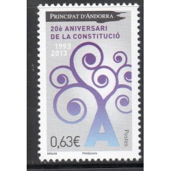 Timbres Andorre Yvert No 736 20 ans constitution neuf ** 2013