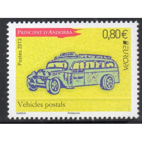 Timbres Andorre Yvert No 739 Europa, véhicules postaux, bus neuf ** 2013
