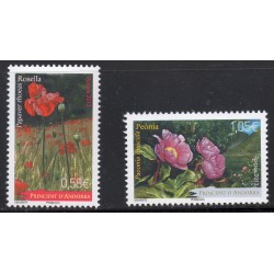 Timbres Andorre Yvert No 742-743 Flore, Fleurs, coquelicot et Pivoine neuf ** 2013