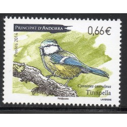 Timbres Andorre Yvert No 751 Faune Oiseaux mésange bleue neuf ** 2014