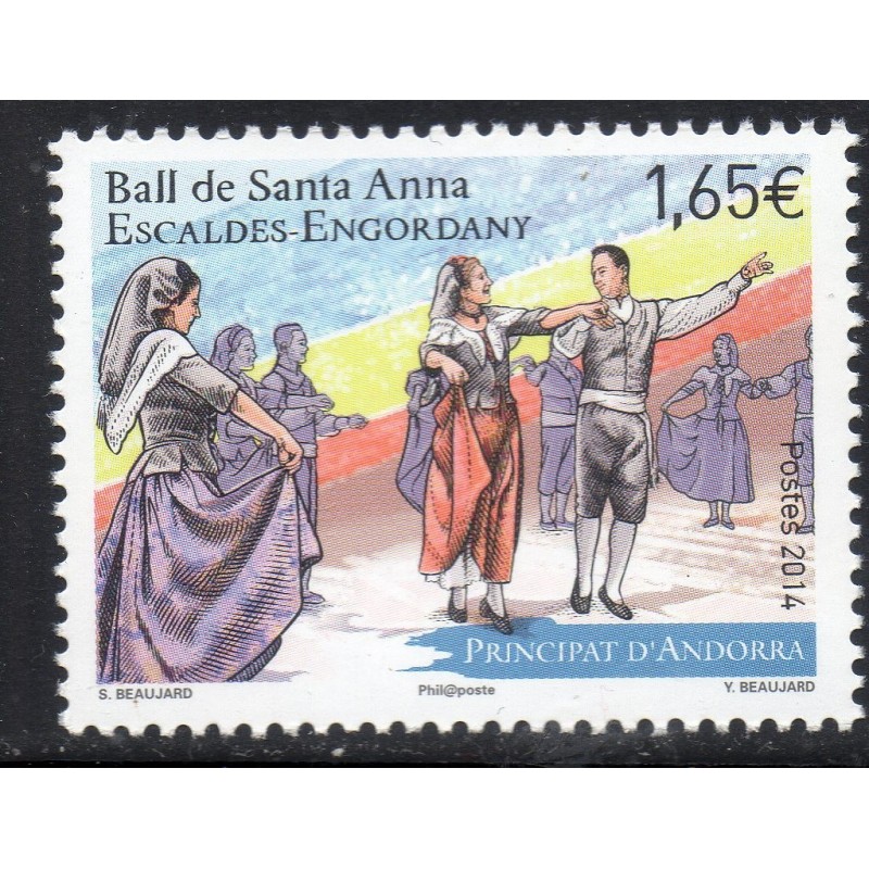 Timbres Andorre Yvert No 757 Ball de Santa Anna neuf ** 2014