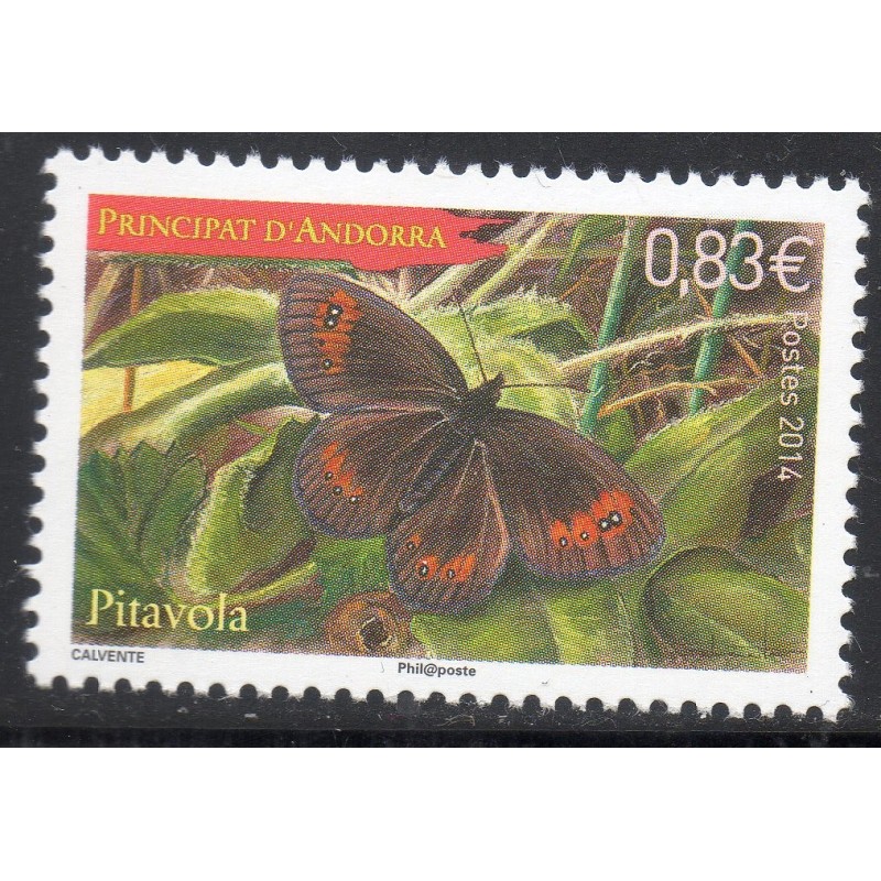 Timbres Andorre Yvert No 758 Faune, papillon moiré neuf ** 2014