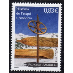 Timbres Andorre Yvert No 760 Histoire du Ski neuf ** 2014