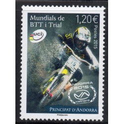 Timbres Andorre Yvert No 772, championnat VTT et Trial neuf ** 2015