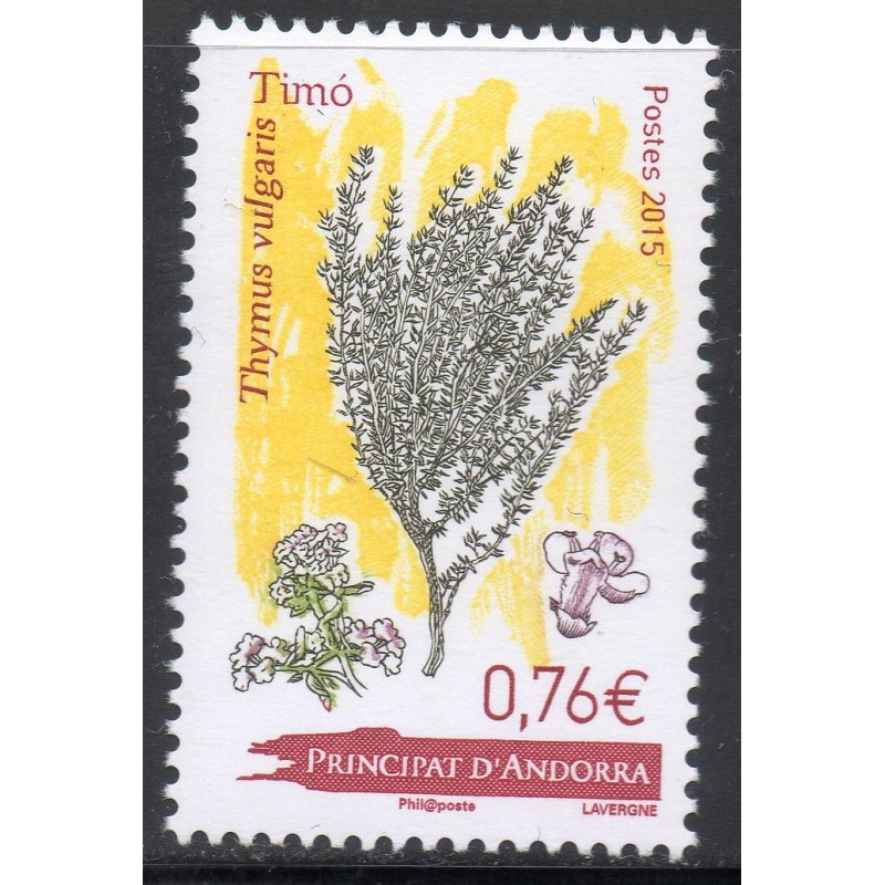 Timbres Andorre Yvert No 773, Flore, Plante, le thym commun neuf ** 2015