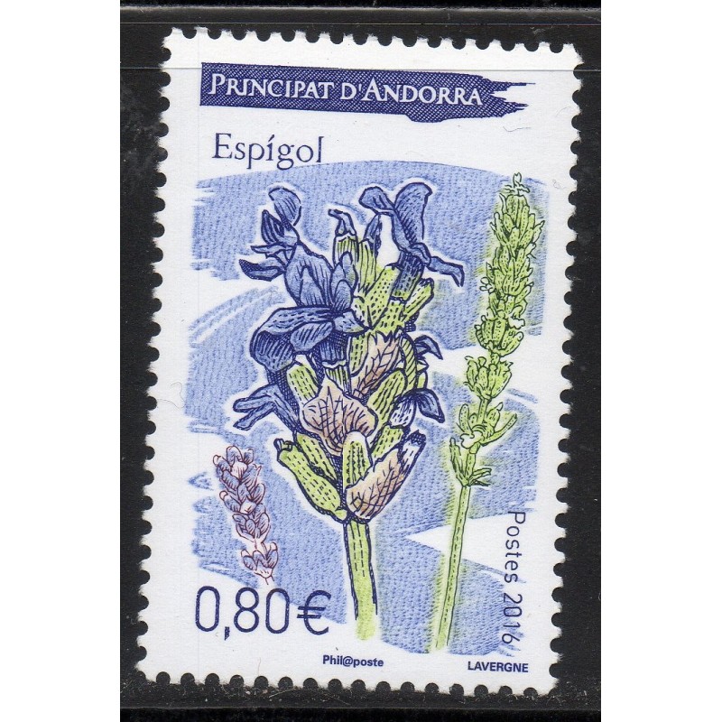 Timbre Andorre Yvert No 790 Flore Fleurs Lavande neuf ** 2016