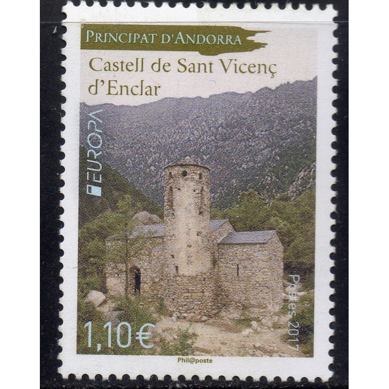 Timbre Andorre Yvert No 797 Europa, Chateau Saint-Vincent d'Enclar neuf ** 2017