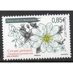 Timbre Andorre Yvert No 806 Flore, Fleur, Ceraiste des Pyrénées neuf ** 2017
