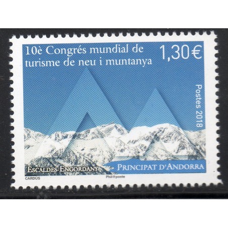 Timbre Andorre Yvert No 810 Montagnes d'Escaldes Engordany neuf ** 2018