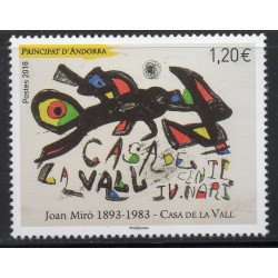 Timbre Andorre Yvert No 812 Joan Miro, Casa de la Vall neuf ** 2018