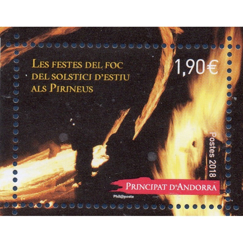 Timbre Andorre Yvert No 815 Fete du feu au solstice d'été neuf ** 2018