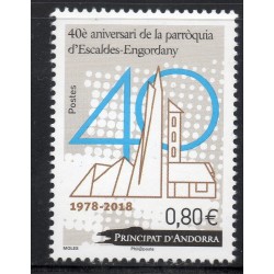 Timbre Andorre Yvert No 816 paroise d'Escalades-Engordany neuf ** 2018