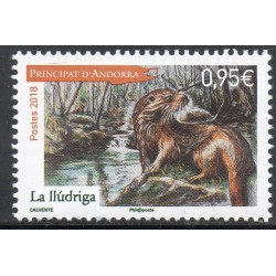Timbre Andorre Yvert No 820 faune, la loutre neuf ** 2018