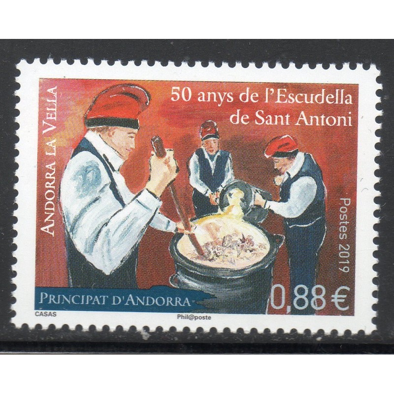 Timbre Andorre Yvert No 826 Escudella de Sant Antoni neuf ** 2019