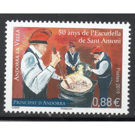 Timbre Andorre Yvert No 826 Escudella de Sant Antoni neuf ** 2019