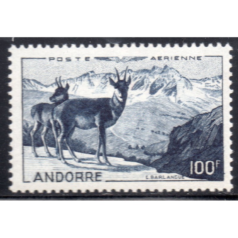 Timbre Andorre Poste Aérienne Yvert 1 Isard de l'Alt des Grio neuf ** 1950