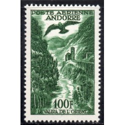 Timbre Andorre Poste Aérienne Yvert 2 Valira de l'Orient 100 francs neuf ** 1955