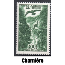 Timbre Andorre Poste Aérienne Yvert 2 Valira de l'Orient 100 francs neuf * charnière 1955