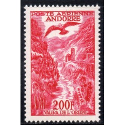 Timbre Andorre Poste Aérienne Yvert 3 Valira de l'Orient 200 francs neuf ** 1955