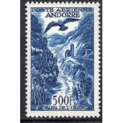 Timbre Andorre Poste Aérienne Yvert 4 Valira de l'Orient 500 francs neuf ** 1955