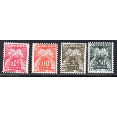 Timbres Andorre Taxe Yvert No 42-45 Type Gerbes nouveaux francs neufs ** 1961