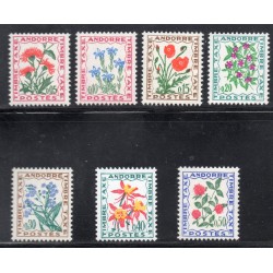 Timbres Andorre Taxe Yvert No 46-52 Fleurs des champs neufs ** 1964