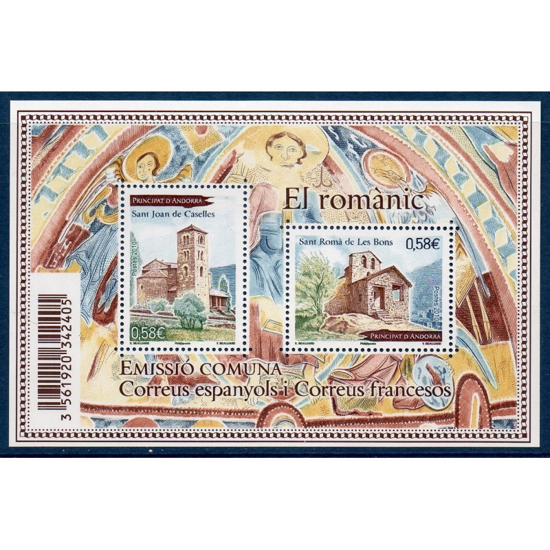 Timbres Andorre Bloc Yvert No 3 Art Roman neuf ** 2010