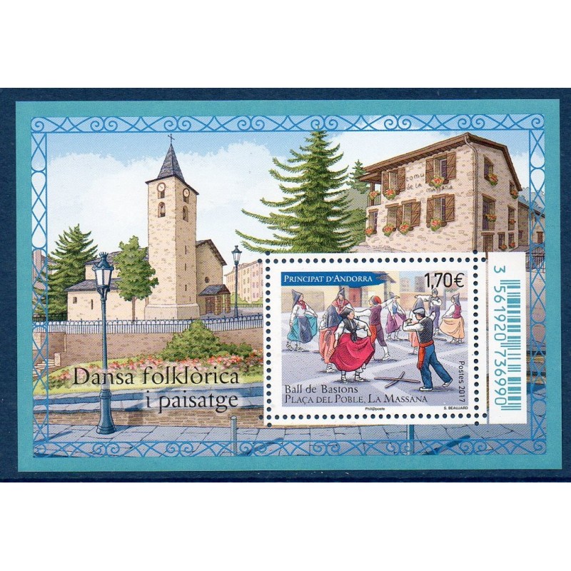 Timbres Andorre Bloc Yvert No F800 Danse des Batons neuf ** 2017