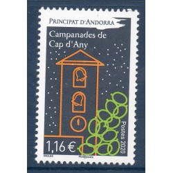 Timbre Andorre Yvert No 854 Noel, clocher grain de raisin neuf ** 2020