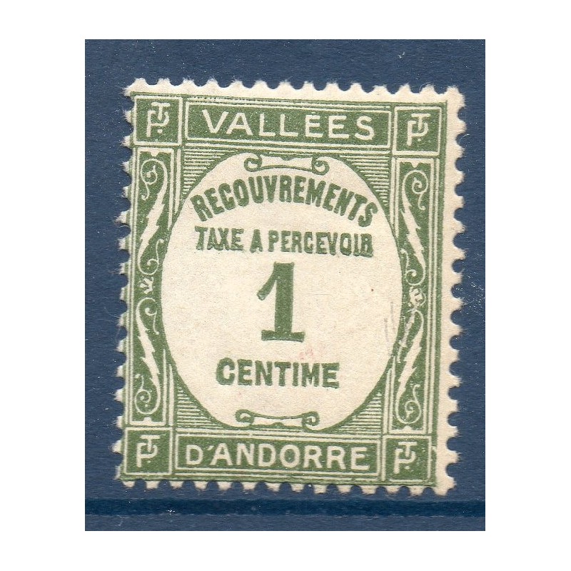 Timbre Andorre Taxe Yvert No 16 Type recouvrement neuf * charnière 1935