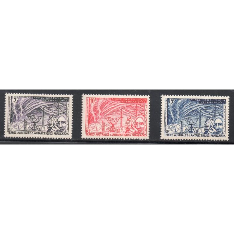 Timbres TAAF Yvert No 8-10 Année géophysique internationale neufs ** 1957