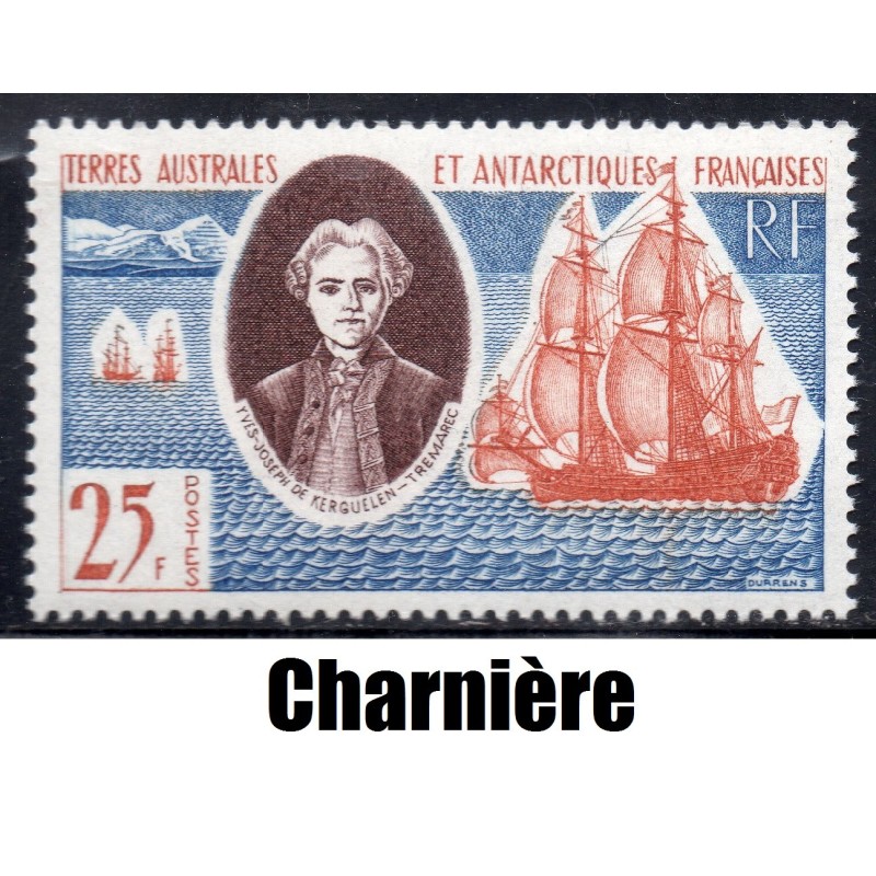 Timbre TAAF Yvert No 18 Yves Joseph de Kerguelen Trémarec neuf * charnière 1959