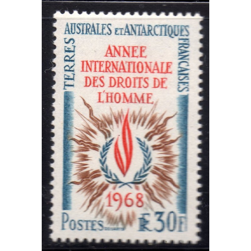 Timbre TAAF Yvert No 27 année des droits de l'Homme neuf ** 1968