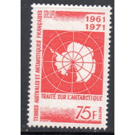 Timbre TAAF Yvert No 39 Traité sur l'antarctique neuf ** 1971