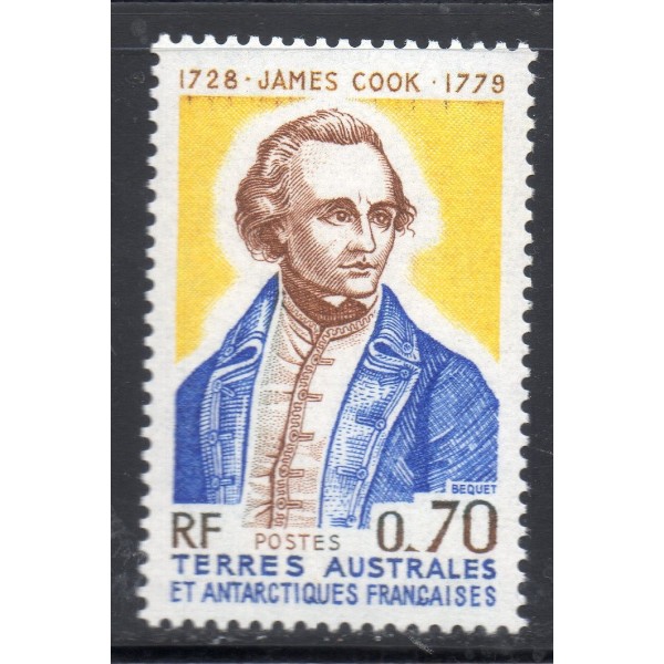 Timbre TAAF Yvert No 63 James Cook neuf ** 1976