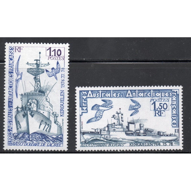 Timbres TAAF Yvert No 79-80 Navires Avisos neufs ** 1979