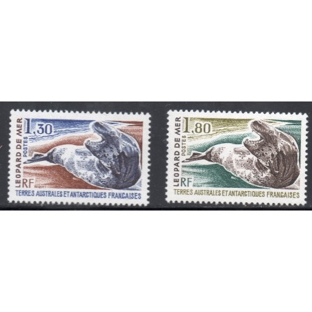 Timbres TAAF Yvert No 89-90 Faune, léopard des mers neufs ** 1980