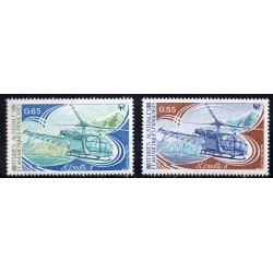 Timbres TAAF Yvert No 92-93 Aviations, Helicoptere Alouette II neufs ** 1981