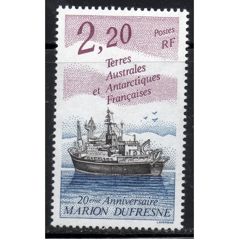 Timbre TAAF Yvert No 174 Navire Marion Dufresne neuf ** 1993