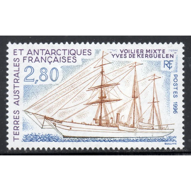 Timbre TAAF Yvert No 206 Voilier Yves de Kerguelen neuf ** 1996