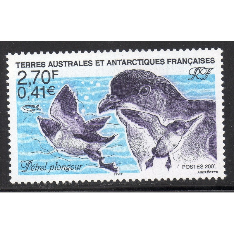 Timbre TAAF Yvert No 288 Petrel Plongeur neuf ** 2001