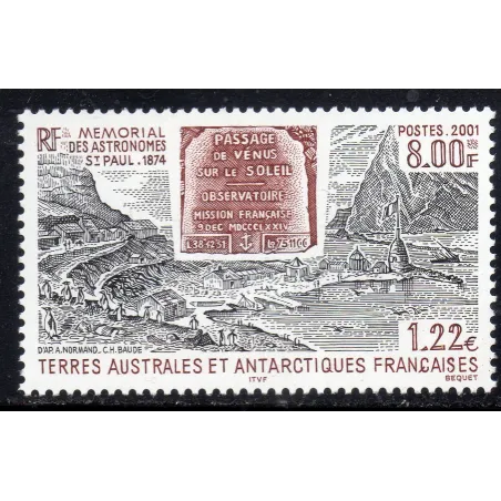 Timbre TAAF Yvert No 297 Memorial des Astronomes St Paul neuf ** 2001