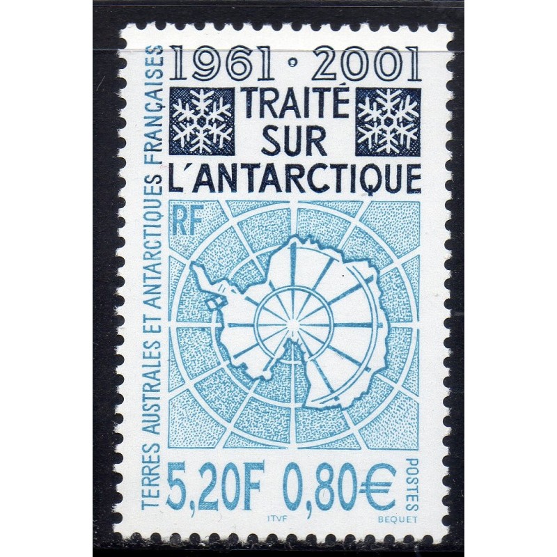 Timbre TAAF Yvert No 306 Traité sur l'antarctique neuf ** 2001 Timbre TAAF Yvert No 306 Traité sur l'antarctique neuf ** 2001